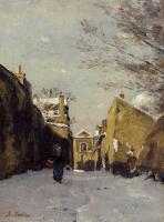 Lepine, Stanislas - Street in Montmartre, Snow Effect